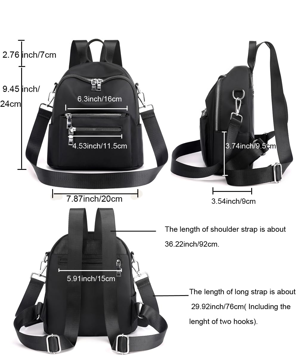 JIANLINST Women's Mini Backpack Purse Girls Fashion Shoulder Bags Water resistant Casual Daypack Rucksack Black