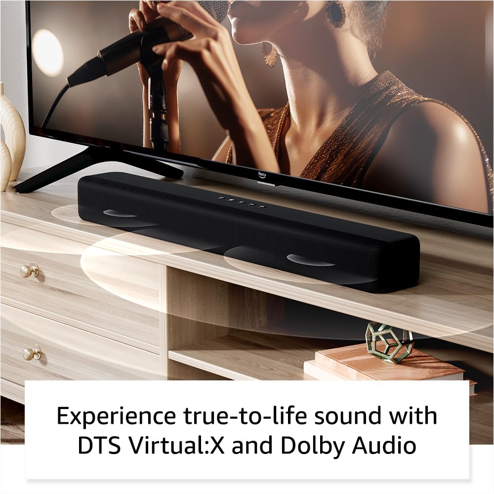 Amazon Fire TV Soundbar (newest model), 2.0 speaker with DTS Virtual:X and Dolby Audio, Bluetooth connectivity