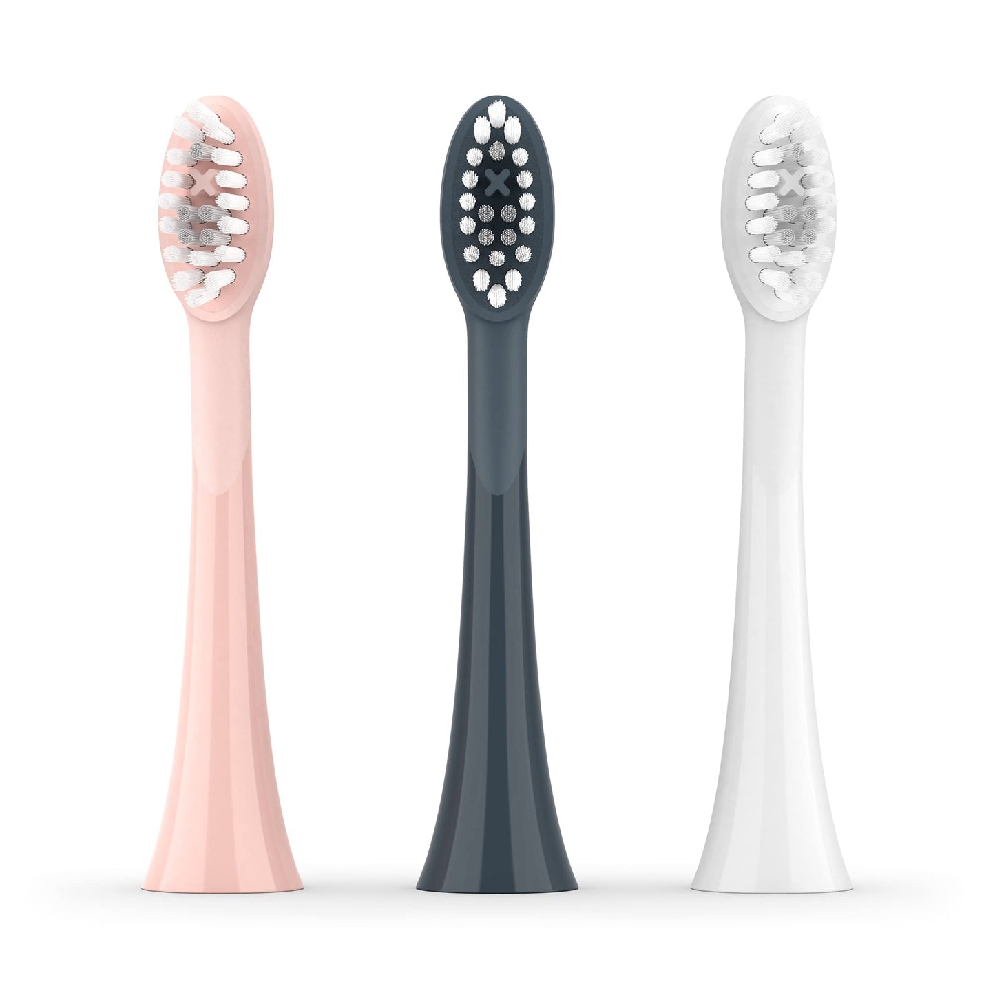 Ordo Replacement Sonic Toothbrush Heads with Pulse Technology for Teeth Cleaning, Plaque Removal, Silicone Polishing, Deep Clean Bristles, Adults, Pack of 4, White Silver