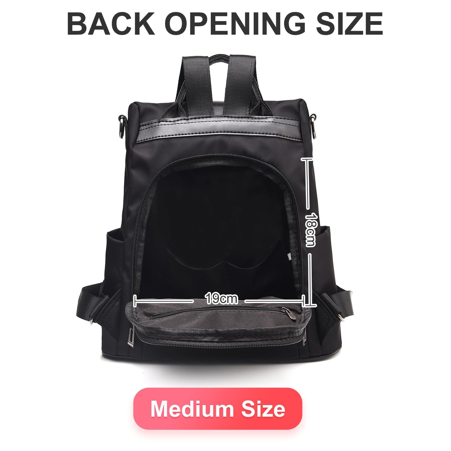 Charmore Women Backpack Ladies Rucksack Waterproof Nylon School bags Anti-theft Dayback Shoulder Bags, Black2, M
