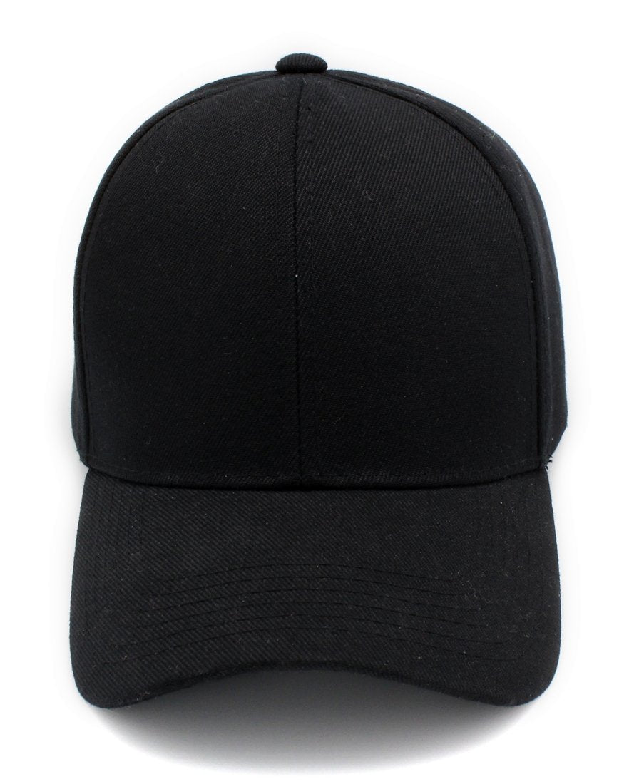Baseball Cap Hat Men Women - Classic Adjustable Plain Blank, BLK