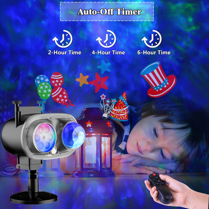 Halloween Decorations Projector Lights,Outdoor Christmas Holiday Projector with Remote Control Timer, 26 HD Effects (3D Ocean Wave & Patterns) Waterproof Landscape for Halloween Party Decorations