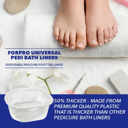 ForPro Professional Collection Universal Pedi Bath Liners - 50% THICKER - Fit Footsie Bath, Disposable Pedicure Foot Tub Liners for Foot Spa Basins & Foot Bath Soaks, Clear, 100-Count