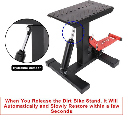 JFG RACING Motorcycle Dirt Bike Stand 1000Lbs Capacity Lift Jack Hoist Table Height Adjustable Lifting Stand Ideal for Dirt Pit Bike Repair&Maintainance,Dirt Bike Accessories