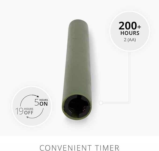 Luminara - Flameless Battery Operated Taper Candle - Loden Green - Pack of 1-1x9.5 - LED Flickering Flame - Realistic Safe for Home Kids and Pets