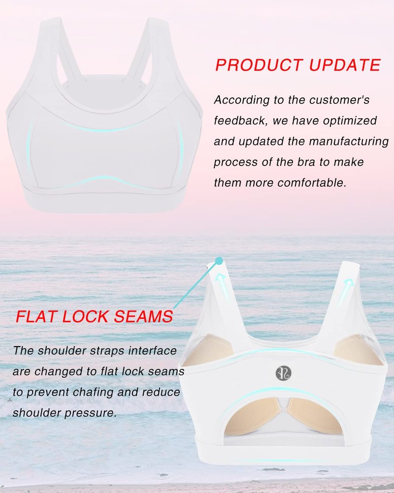 RUNNING GIRL High Impact Sports Bras for Women,Racerback White Bra Workout Crop Tank Tops Longline Sports Bra Push up(WX2667 White,XL)