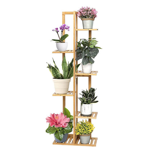 Nandae Bamboo Plant Stand Rack 6 Tier 7 Potted Indoor&Outdoor Multiple Stand Shelf Display Stand for Garden, Living Room, Balcony and Courtyard