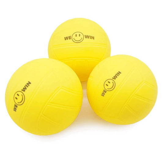 Aolowewin 3-Pack Spike Replacement Balls | Roundnet Game Extra Balls | Strong Bounce Ball | 3.5inch Yellow Soft Rubber Ball | Water Pool Lawn Beach Volleyball (3)
