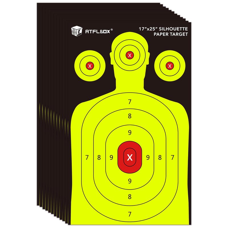 Atflbox Silhouette Paper Target for The Range, 17X25 Inch High Visibility Target Paper for Indoor and Outdoor Shooting Practice, Suitable for Handgun, Pistol, Rifle, Airgun, Pellet BB Gun (25 Pack)