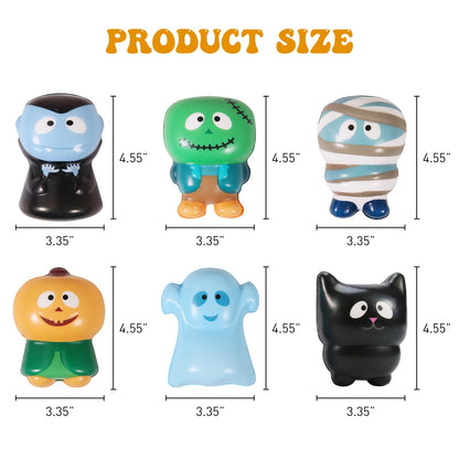 New 6 Packs-Halloween Squishies Toys Slow Rising Party Favors:Pumpkin,Zombie,Black Cat,Mummy,Vampire,Ghost Halloween Treat Bag Classroom Prizes,Stress Relief Toys for Kids Toddlers Gift