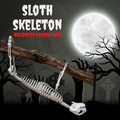 Halloween Giant Sloth Animal Skeleton (2 Ft Long) with Easy-to-Hang Limb Straps - Weather Resistant Yard and Tree Decoration w Movable Joints - Perfect for Party Decor and Indoor/Outdoor Use