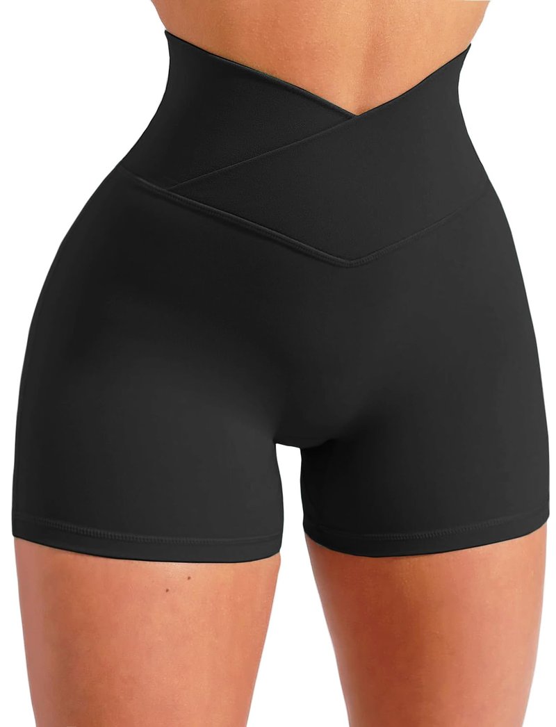 OZICERD Scrunch Butt Gym Shorts High Waisted Workout Biker Shorts Running Athletic Booty Shorts for Women Black L