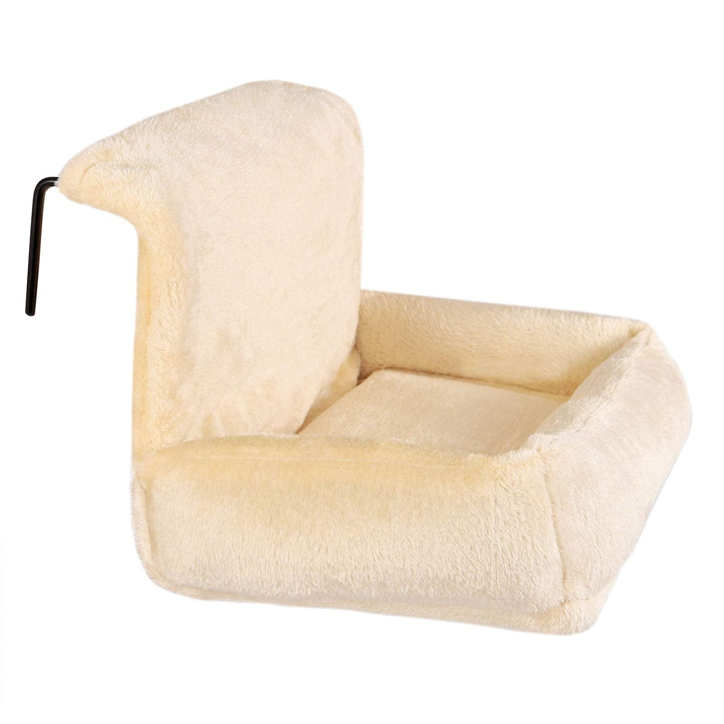 lionto Cat heating lounger with cuddly plush cover, warm cat bed for hanging with metal hooks for all common heaters, washable cat hammock made of cozy material, beige