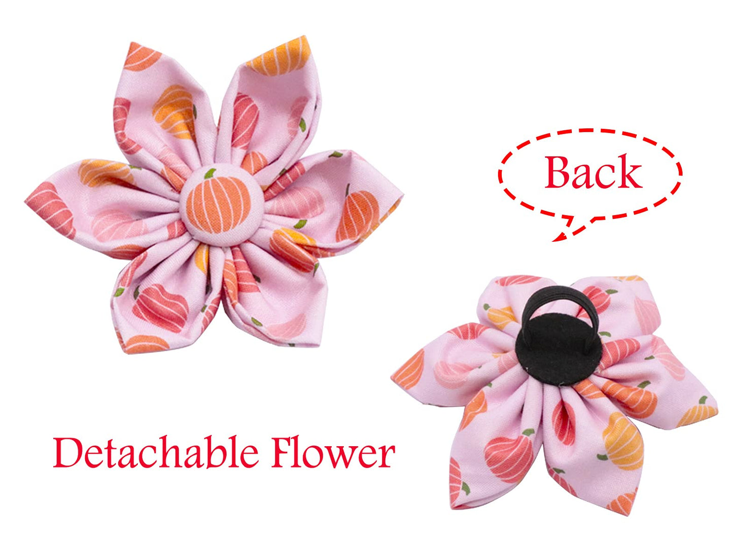 ARING PET Halloween Dog Collars with Detachable Flower, Pink Pumpkin Pet Collar with Metal Buckle for Puppy Small Medium Large Boy Girl Dog-XS