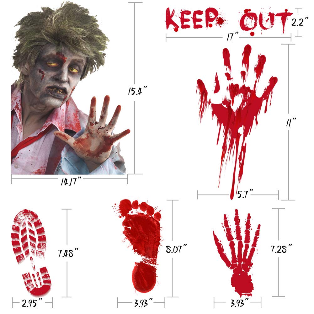 Halloween Party Decorations Zombie Vampire Halloween Party Decor Bloody Hand Footprints Window Wall Decals Zombie Vampire Party Supplies Decorations for Kids Party Floor Sticker Clings