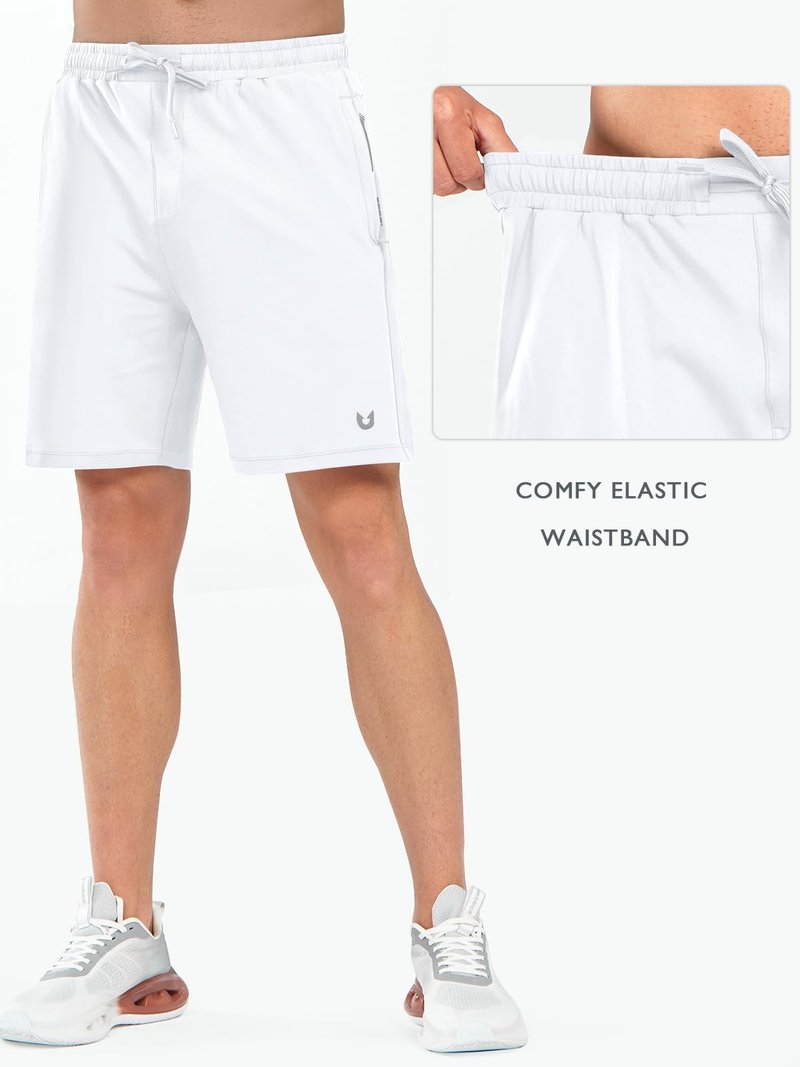 NORTHYARD Men's 7" Gym Shorts Knit Athletic Tennis Shorts for Men with Zipper Pockets for Workout Athletic Training Black L