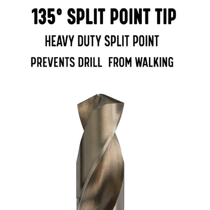 Drill America - DWDCO1-1/8 1-1/8" Reduced Shank Cobalt Drill Bit with 1/2" Shank, DWDCO Series