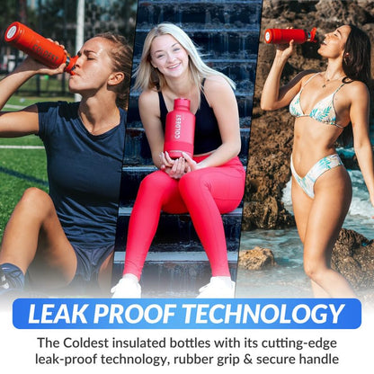 Coldest Insulated Water Bottle with Straw Lid - Stainless Steel Metal Insulated Bottle for Men & Women (Matte Black, 21 oz)