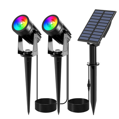 T-SUNUS Halloween Color Changing Solar Spot Lights Metal, RGB LED Landscape Spotlights IP65 Waterproof Spotlight 2-in-1 for Outdoor Uplighting Garden Pathway Christmas Trees Flag Pond Yard