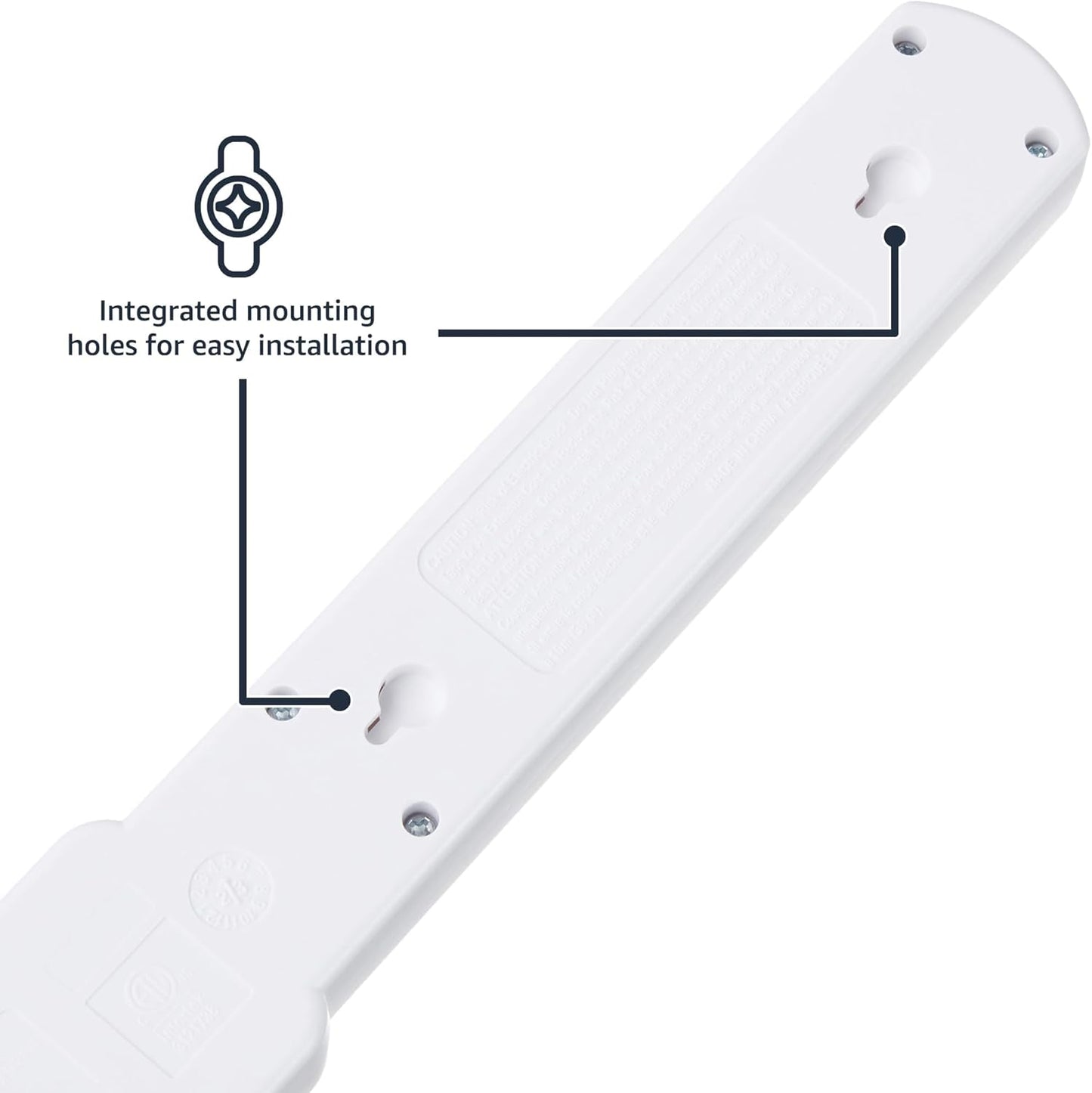 Amazon Basics Rectangle 6-Outlet, 600 Joule Surge Protector Power Strip, 2ft, Small, White, 2-Pack