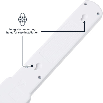 Amazon Basics Rectangle 6-Outlet, 600 Joule Surge Protector Power Strip, 2ft, Small, White, 2-Pack