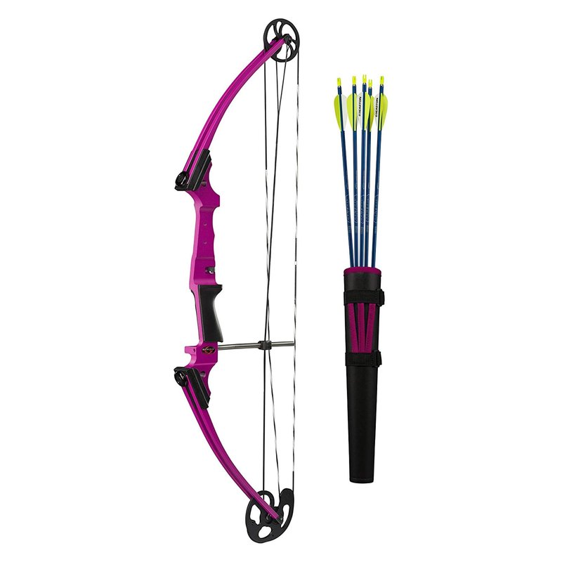 Genesis Original Compound Bow & Arrow Kit- Adjustable Riser, 15"-30" Draw Length, 10-20 lb Draw Weight, All Skill Levels, Draw Hand - Left, Purple
