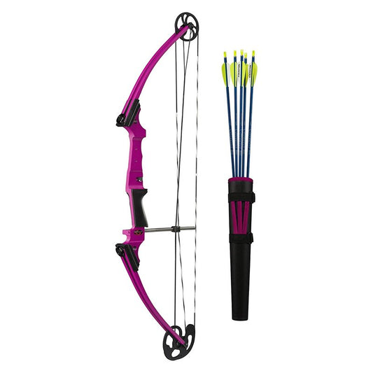 Genesis Original Compound Bow & Arrow Kit- Adjustable Riser, 15"-30" Draw Length, 10-20 lb Draw Weight, All Skill Levels, Draw Hand - Left, Purple