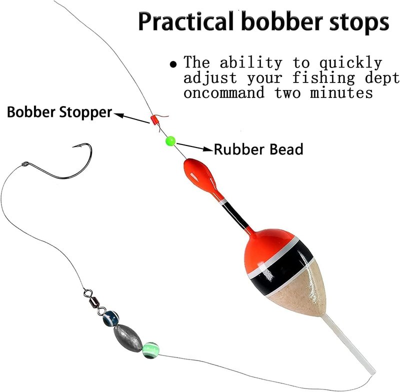 Fishing Bobber Stops - Durable Float Stops with Glow Beads | Easy String Knots