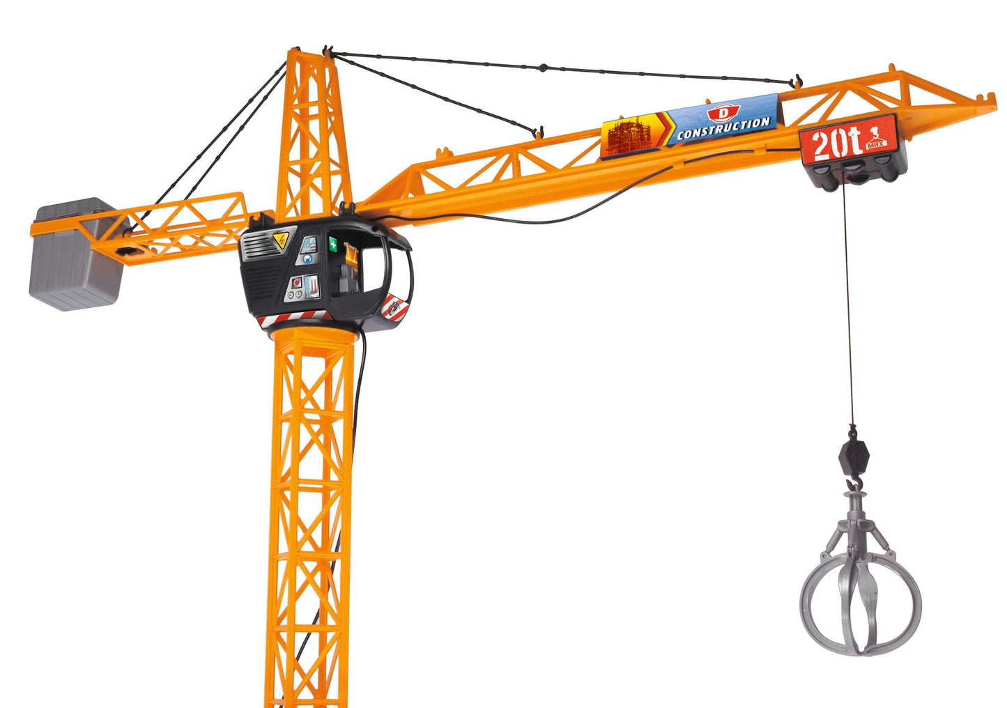 Dickie Toys Remote Control Crane Toy | Rotating Cabin with Working Winch & 250-degree Movement | Extensive Accessories | Height 120cm | Ages 3+