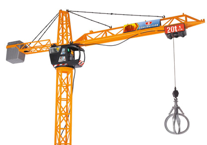 Dickie Toys Remote Control Crane Toy | Rotating Cabin with Working Winch & 250-degree Movement | Extensive Accessories | Height 120cm | Ages 3+