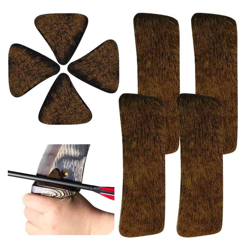 THREE ARCHERS Fur Arrow Rest Stick on Recurve Bow Riser Adhesive Backed Sticker on Longbow for Recurve Bow Hunting Shooting（4 Pairs）