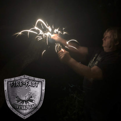 Fire-Fast Trekker. Best Emergency Waterproof Survival Fire Starter. Magnesium and Euro Fire Steel Ferro Rod. Compact Durable Tool for Bushcraft, Camping, Backpacking, Hiking, Hunting, or Bug Out Bag.