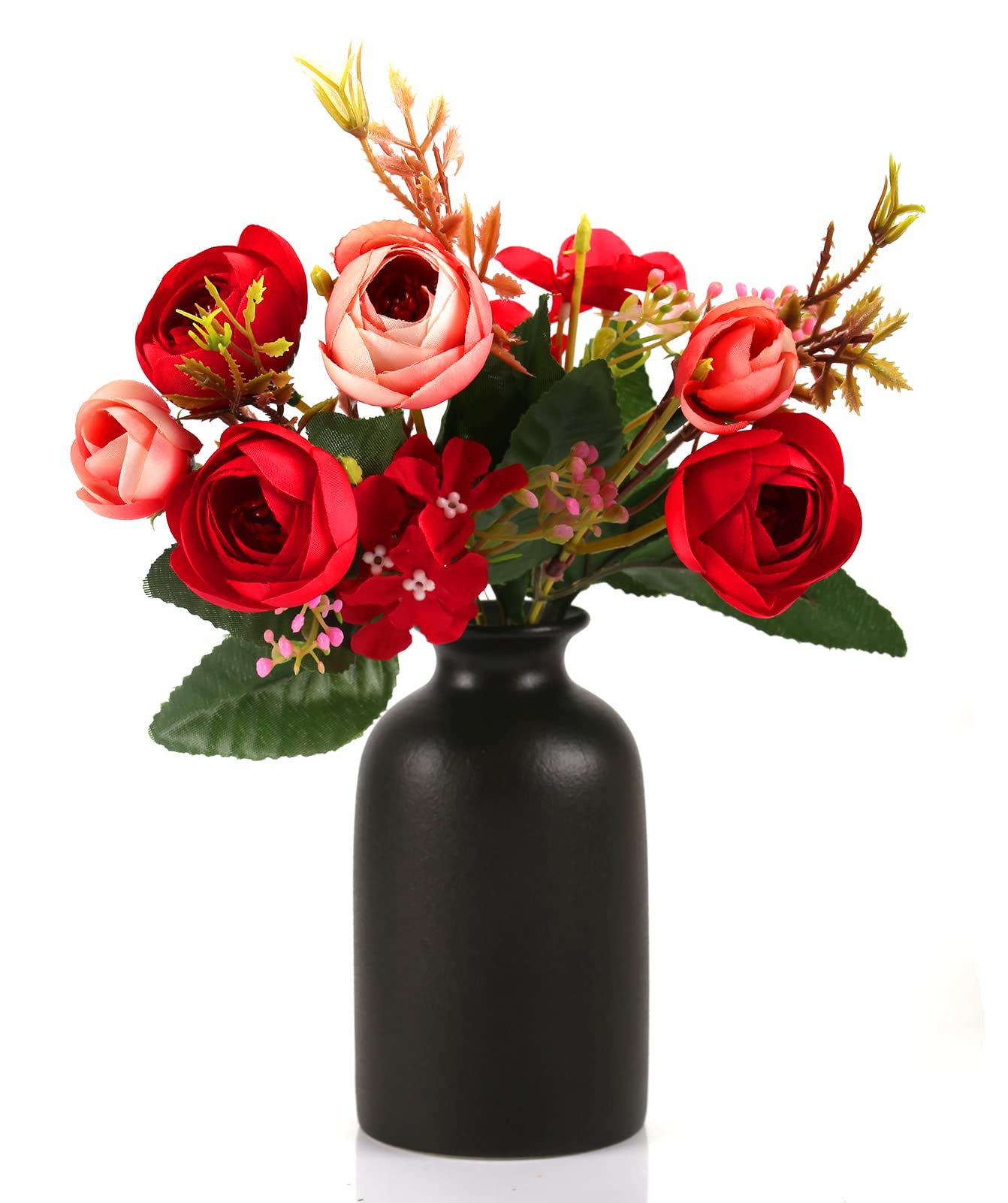 Ceramic Black Small Vase, Dry Flower Vases Minimalism Style for Modern Table Shelf Fit Fireplace Bedroom Kitchen Living Room Home Decor (Black, Small)