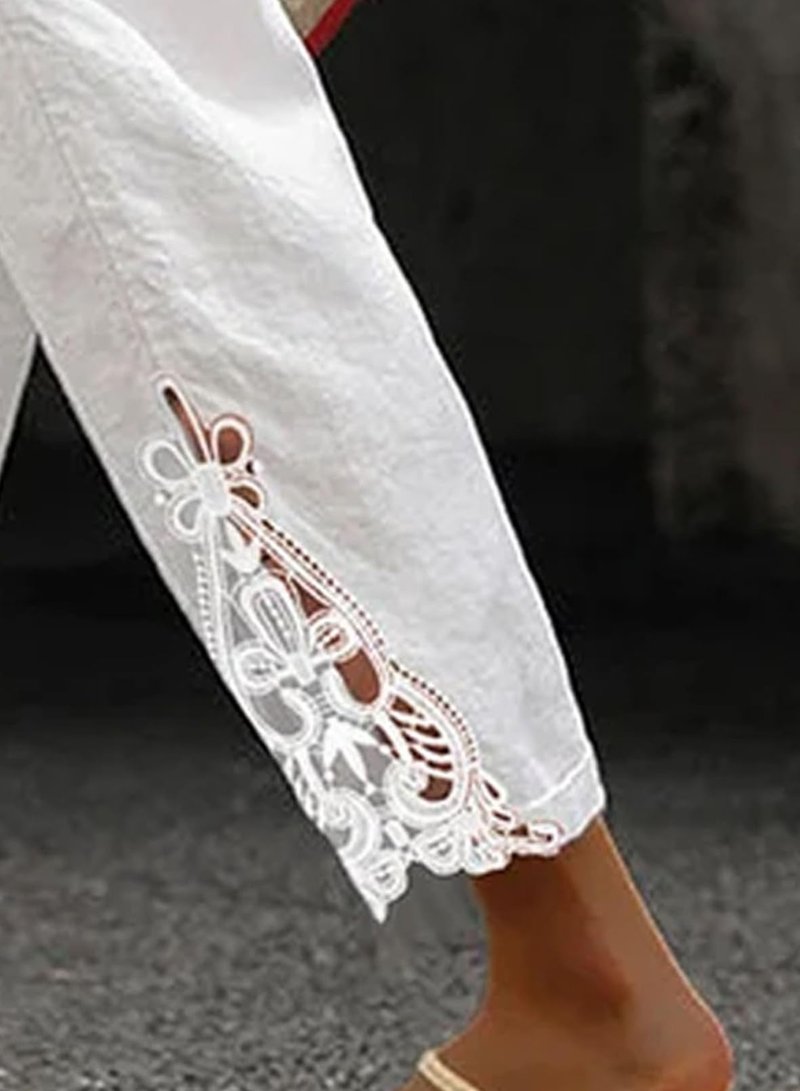 Acelitt Women Casual Linen Pants Lightweight Drawstring Elastic Waist Fall Fashion 2026 Beach Capri Pants Trousers White Large