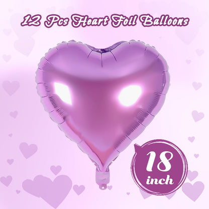 12 Pcs Red Heart Balloons,18 Inch Heart Foil Balloons Love Balloon Valentine Balloon for Birthday Party Wedding Engagement Party Baby Shower Valentine Day Decorations (red)