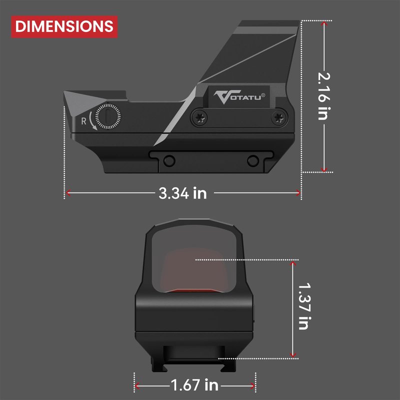 VOTATU RMD502-ER Red Dot Sight Shake Awake Reflex Sight 2 MOA Dot 68 MOA Circle 1x30mm Red Dot Scope with Picatinny Mount