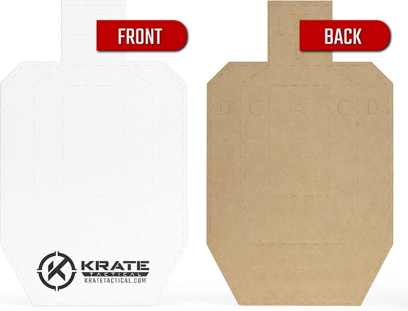 KRATE Tactical Cardboard Targets - Half Size Competition Paper Silhouette Shooting Torso Targets for Shooting Range & Gun Practice w/Rifles, Handguns, Shotguns, Airsoft or BB Guns (60-Pack 15” Torso)