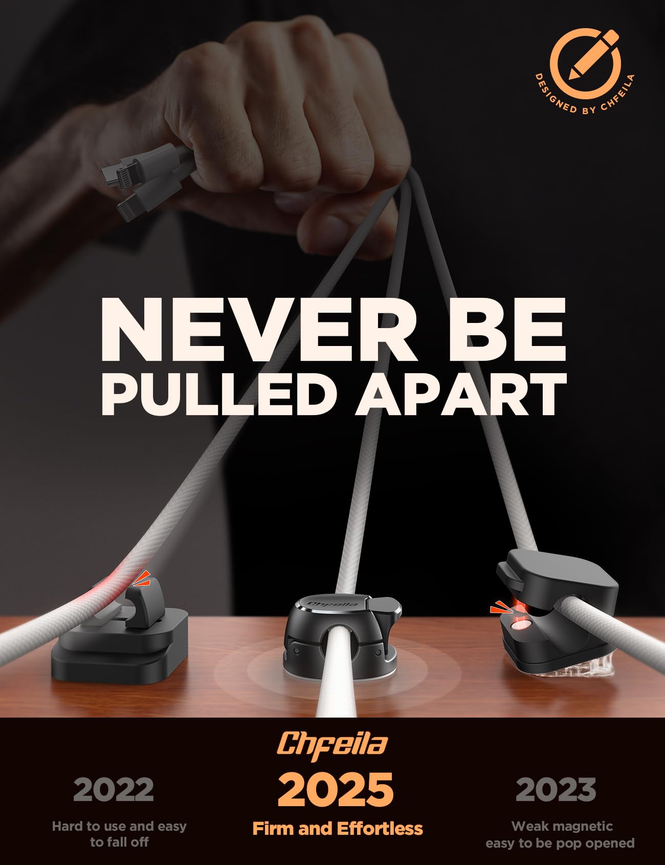 8Pack Cord Organizer [Dual Spring & Clasp, Max Secure] Cable Clips - Chfeila Cable Management, Adhesive Phone Charging Wire Holder for Nightstand/Wall, Home Office Desk Accessories Decor Essentials