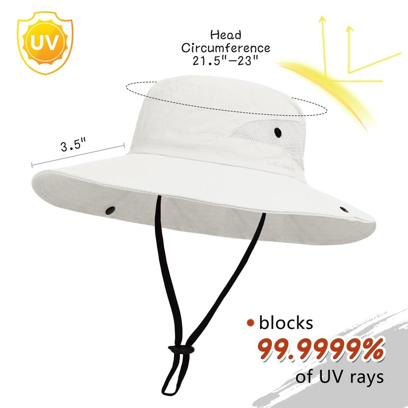 ZOORON Women's Ponytail Safari Sun Hat,Wide Brim UV Protection Outdoor Bucket Hat,Foldable Beach Summer Fishing Hat