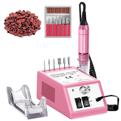20000RPM Electric Nail Drill Professional Nail File Drill Acrylic Nails Kit for Manicure Gel Nail Polish Remover with 1 Pack of Sanding Bands(Pink)