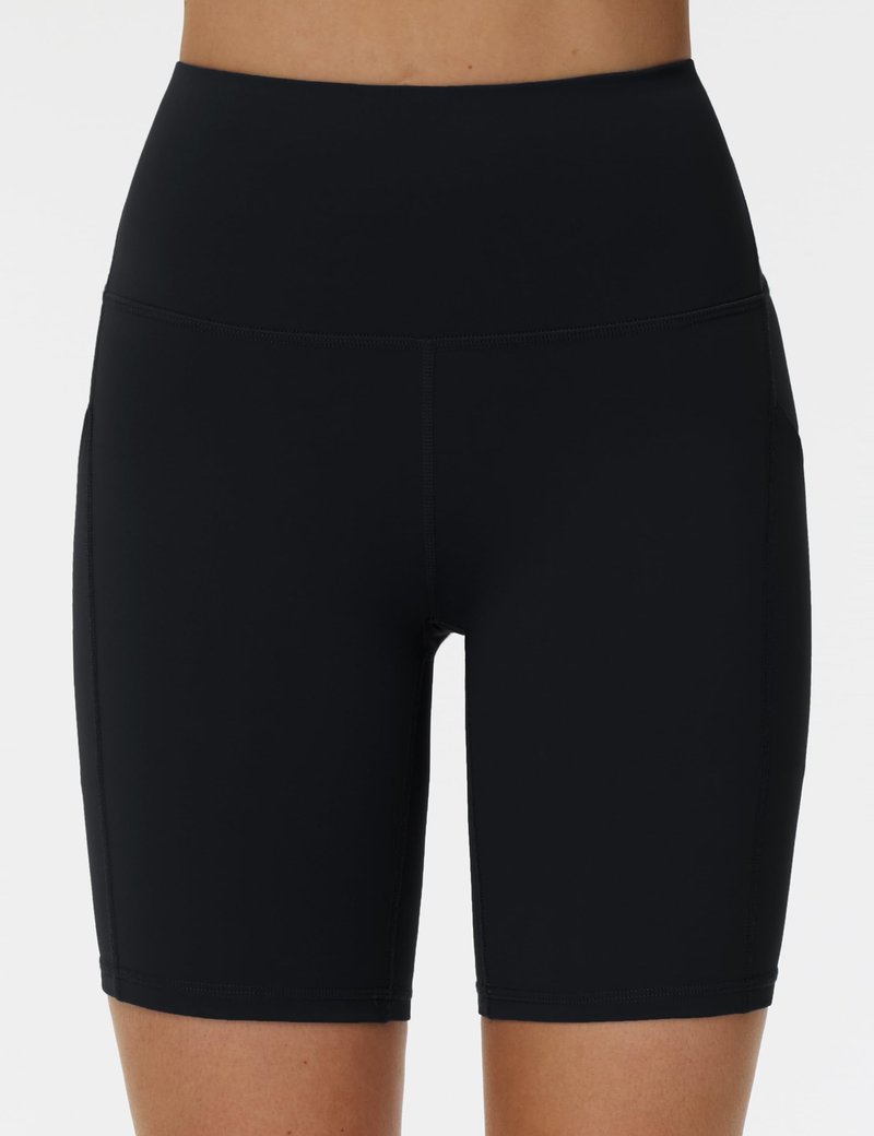 THE GYM PEOPLE Women's High Waist Workout Shorts Stretchy Tummy Control Yoga Biker Running Shorts with Pockets Black