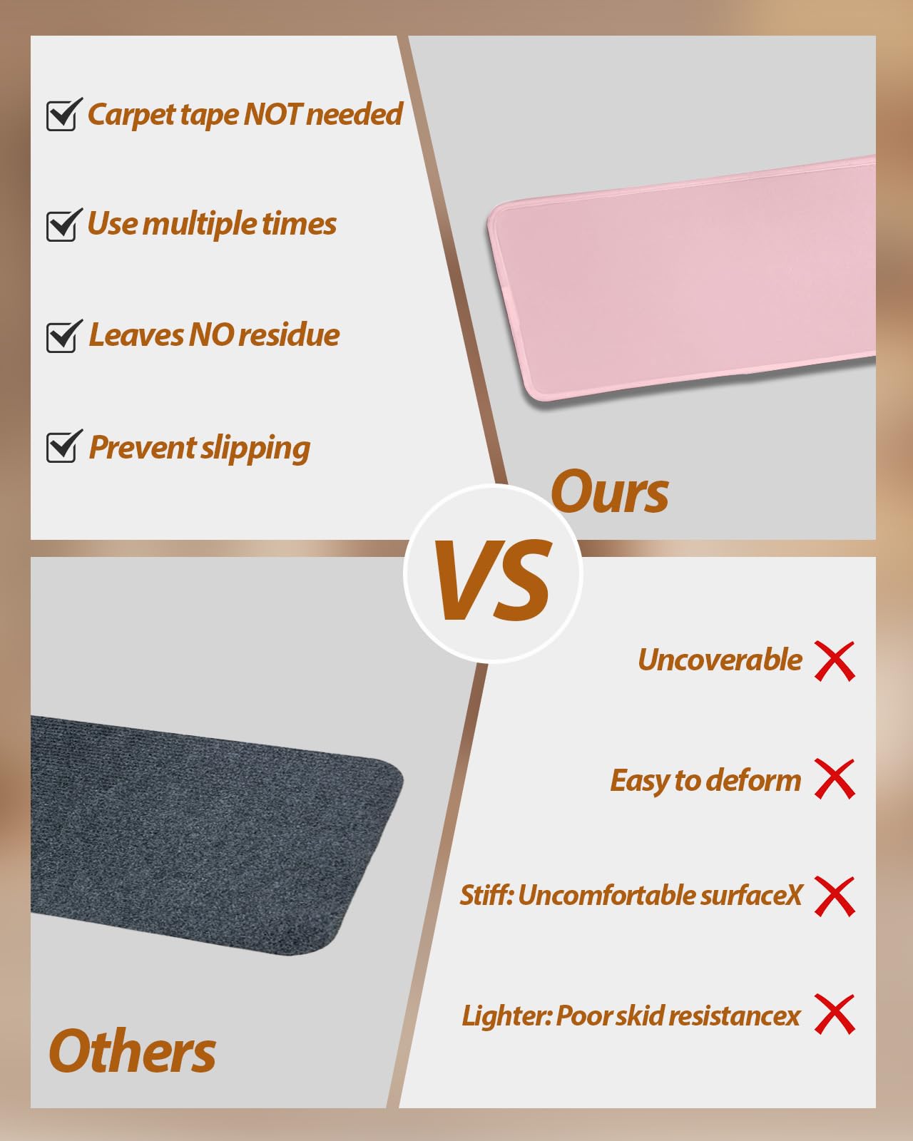 Light Pink Stair Treads for Wooden Steps Indoor, Non-Slip Stair Treads Carpet Peel & Stick Self-Adhesive Staircase Step Treads Runner Mat 7 Pack 8x30 Pure Pink Solid Color Simple Minimalism Art