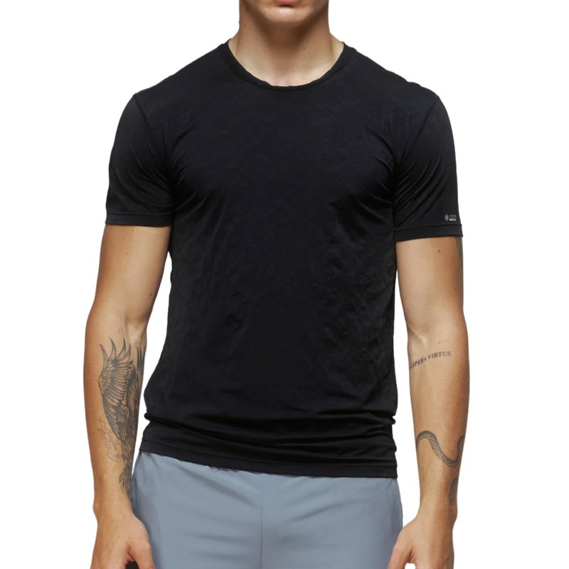 FREEZETECH Men’s Cooling Short Sleeve Shirt Black Small – Breathable Moisture-Wicking Athletic Top with Advanced Cooling Print & UPF 40+ for Running Training Gym