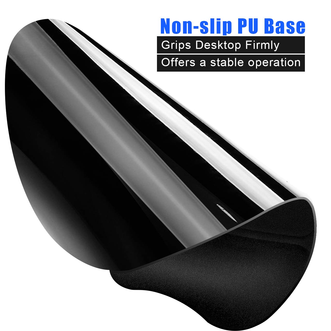 JIKIOU Ergonomic Mouse Pad with Gel Wrist Support, Comfortable Mousepad with Smooth Wrist Rest Surface and Non-Slip PU Base for Pain Relief Computer Laptop Office Home Black, 9.2 x 8.1 in