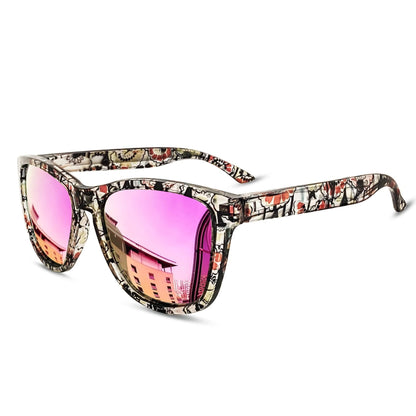 KANASTAL Fuchsia Sunglasses Womens Designer Polarised Pink Mens Square Mirror Ladies Retro Classic Coloured UV400 Vacation Fashion - Patterned Frame Fuchsia Lens