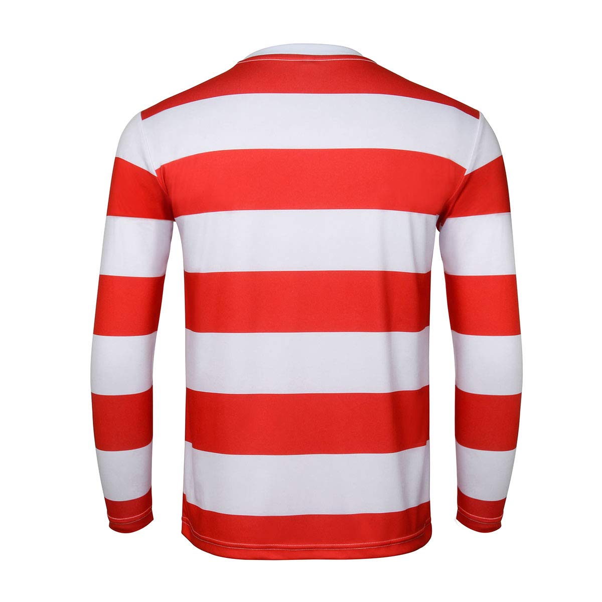 Adult Men Halloween Red and White Striped Long Sleeve Tee Shirt Glasses Hat Outfit Suit Set Funny Cosplay Sweatshirt Costume (XX-Large)