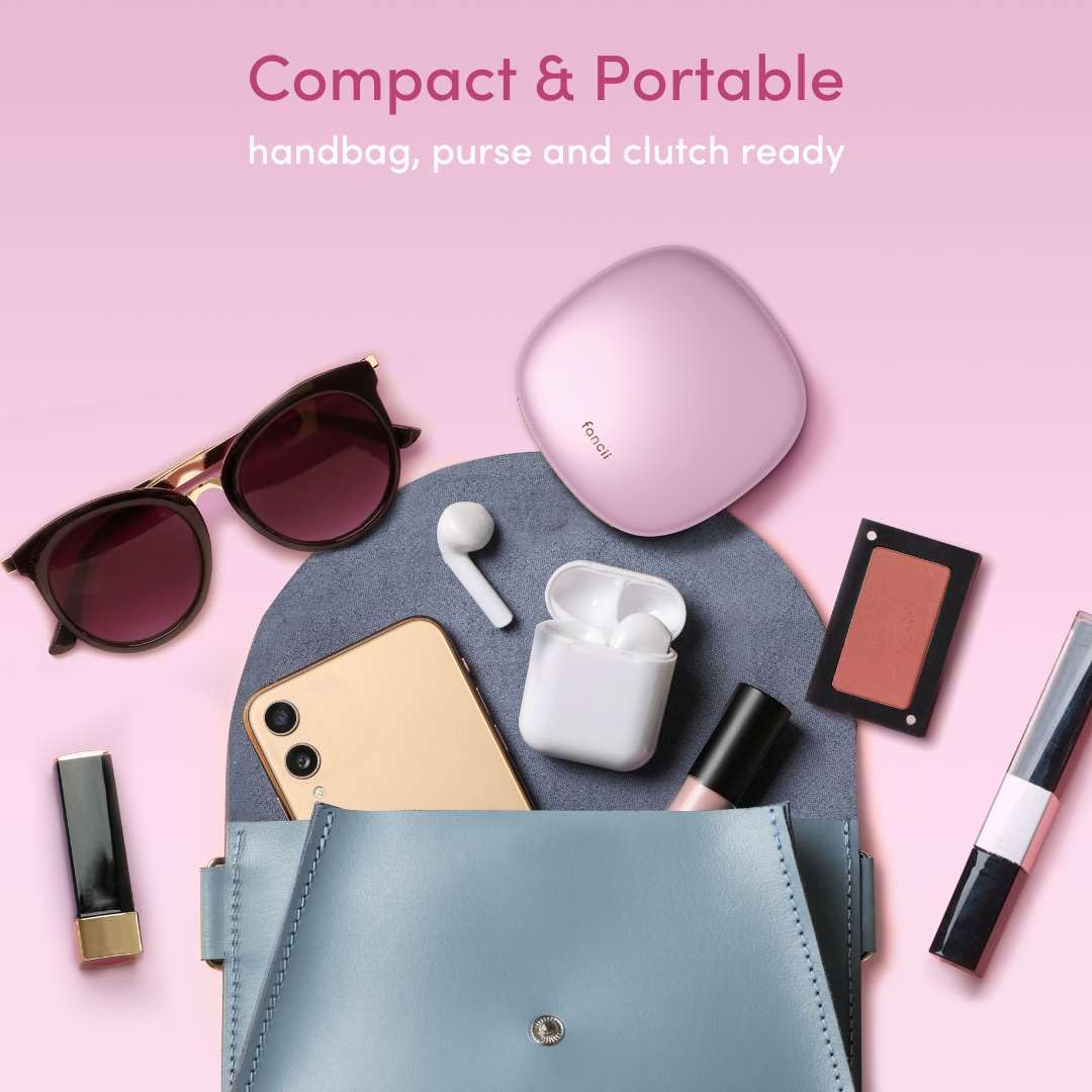 Fancii Compact Makeup Mirror with Natural LED Lights, 1x/ 10x Magnifying - Rechargeable, Portable, Lighted 4” Hand Mirror for Travel and Purses, Mila (Berry Crush)