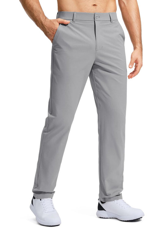 Pudolla Men's Golf Pants Mens Dress Slacks Pants Stretch Work Comfy Pants 30 Quick Dry Casual Trousers with Pockets(Light Grey 36Wx30L)