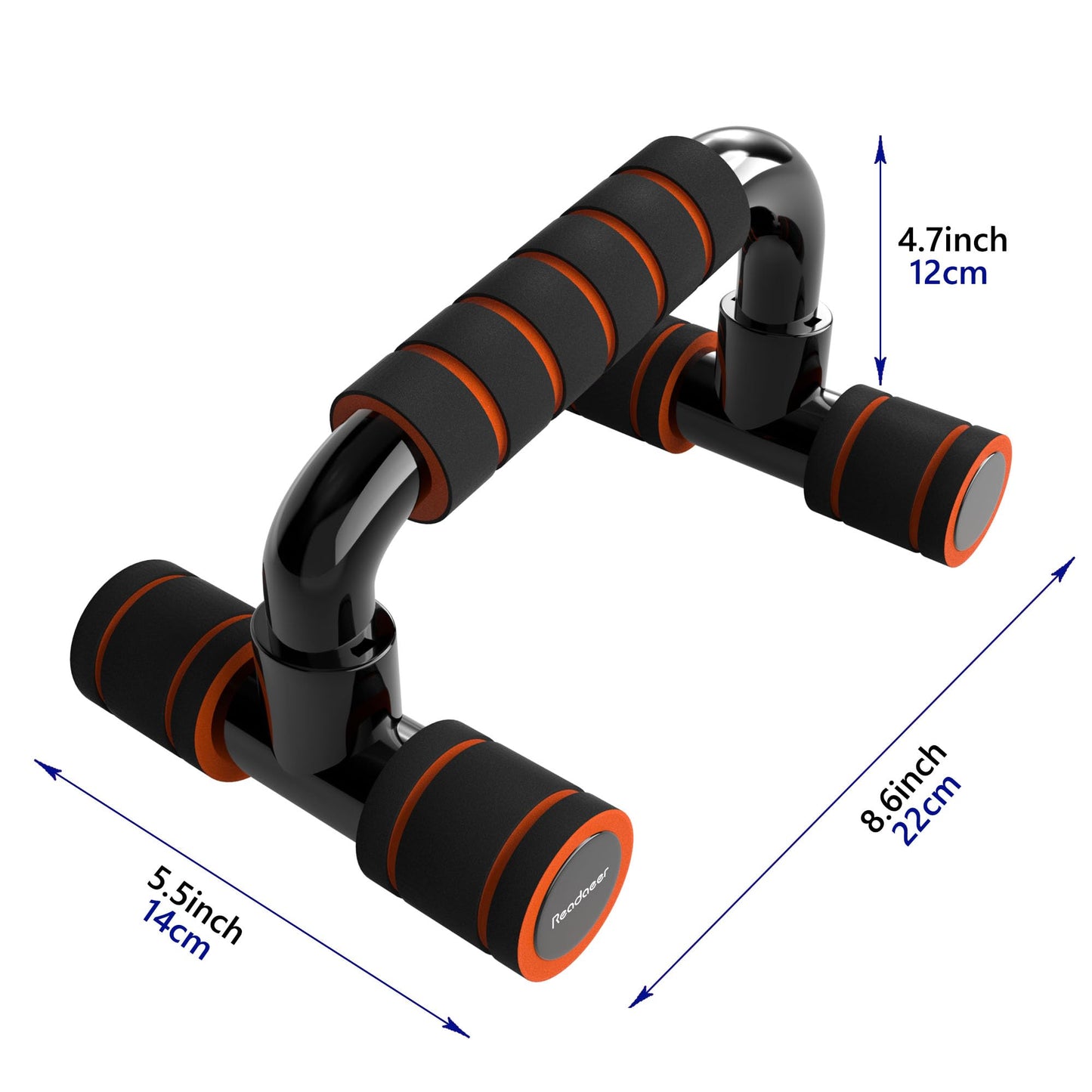 Readaeer Push Up Bars Gym Exercise Equipment Fitness 1 Pair Pushup Handles with Cushioned Foam Grip and Non-Slip Sturdy Structure Push Up Bars for Men & Women (Orange)