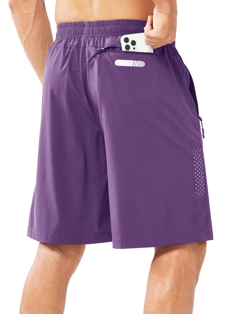 NORTHYARD Men's Athletic Running Shorts Gym Workout 7"/9"/5" Quick Dry Lightweight Sports Basketball Tennis 3 Zipper Pockets PURPLE-9inch S